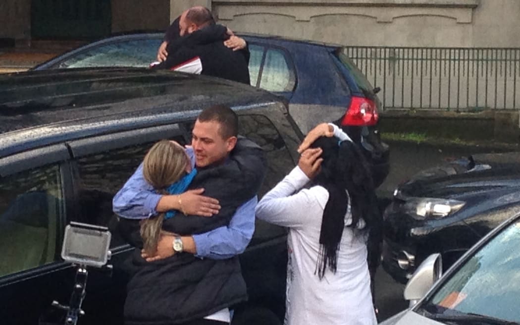 Connor Morris's family reacts to the jury finding Michael Murray guilty of his murder on 14 August 2015.