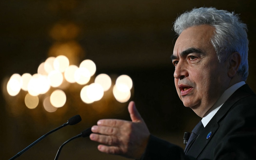 Executive Director of the International Energy Agency (IEA) Fatih Birol delivers opening remarks during the Future of Energy Security Summit, hosted by the International Energy Agency and UK Government at Lancaster House in London, on April 24, 2025. (Photo by JUSTIN TALLIS / POOL / AFP)