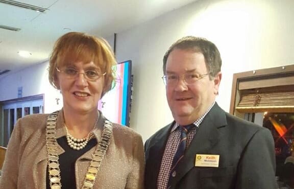 Queenstown Rotary Club president Monica Mulholland,right, with former president  Keith McIntosh.