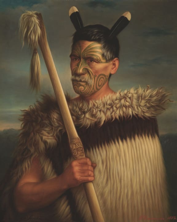 Gottfried Lindauer, Rewi Manga Maniapoto, 1882, oil on canvas, Auckland Art Gallery Toi o Tāmaki, gift of Mr H E Partridge, 1915.