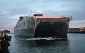 The expeditionary fast transport ship USNS City of Bismarck