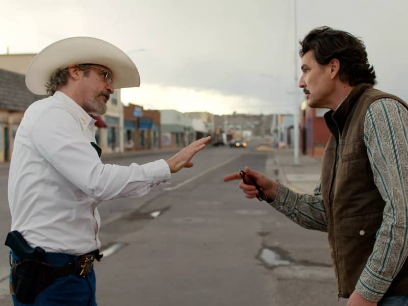 Joaquin Phoenix and Pedro Pascal in Eddington.