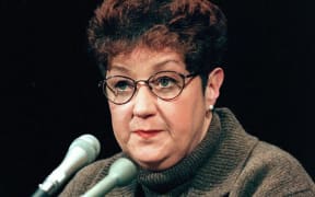 Norma McCorvey, the woman at the center of the US Supreme Court ruling on abortion, testifies before a US Senate Judiciary Committee subcommittee during hearings on the 25th anniversary of Roe v. Wade.