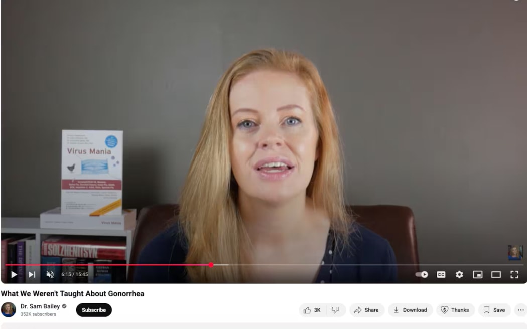 A Youtube screenshot of Samantha Bailey.