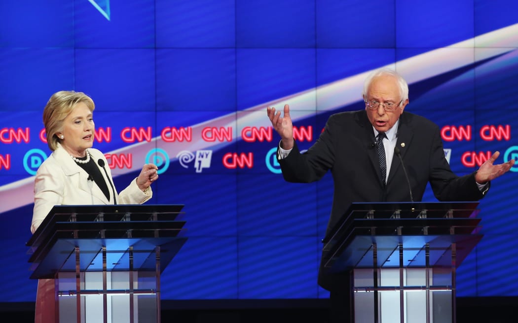 United States democratic presidential contenders Hillary Clinton and Bernie Sanders
