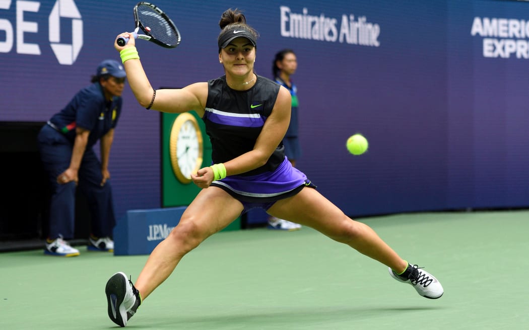 FLUSHING MEADOW, NY - SEPTEMBER 07: (Photo by Cynthia Lum/Icon Sportswire) Bianca Andreescu (CAN) in action during her US Open Women's singles title on September 7, 2019, at the Billie Jean King Tennis Center in Flushing Meadow, NY. (Photo by Cynthia Lum/Icon Sportswire)