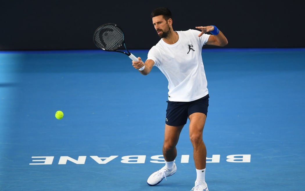 Novak Djokovic of Serbia at the Brisbane International 2025.