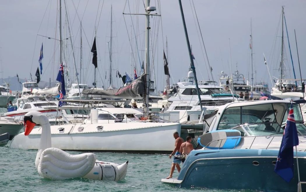 America's Cup spectators preparing for a fun day on the water.