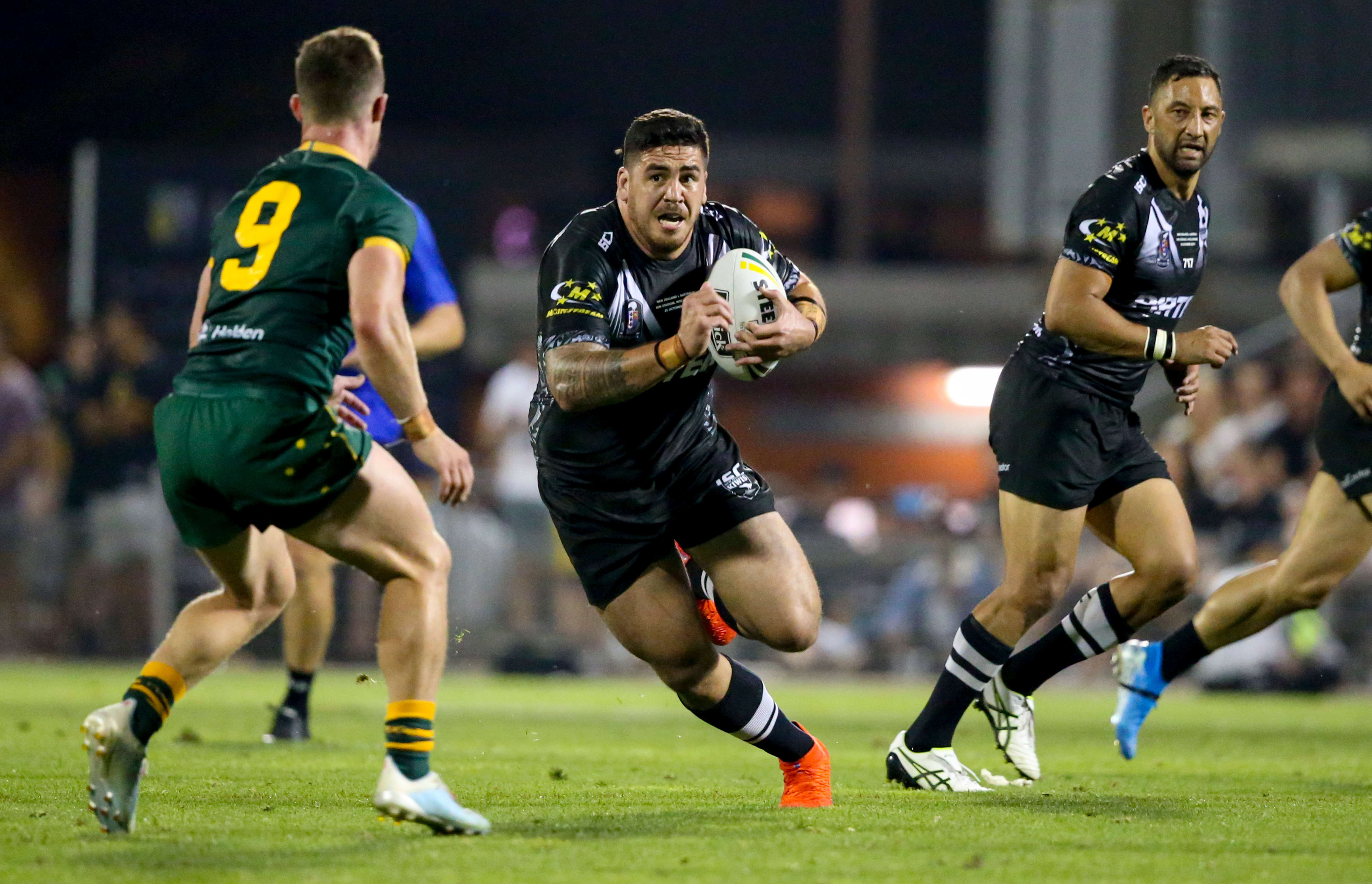 Braden Hamlin-Uele in possession during Australia v New Zealand 2019.