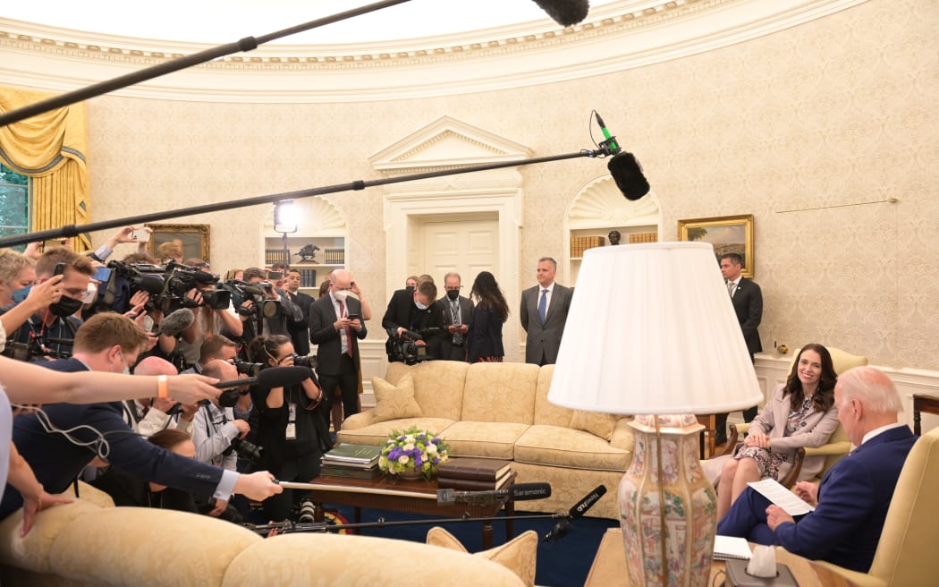 Prime Minister Jacinda Ardern meets with US President Joe Biden at the White House
