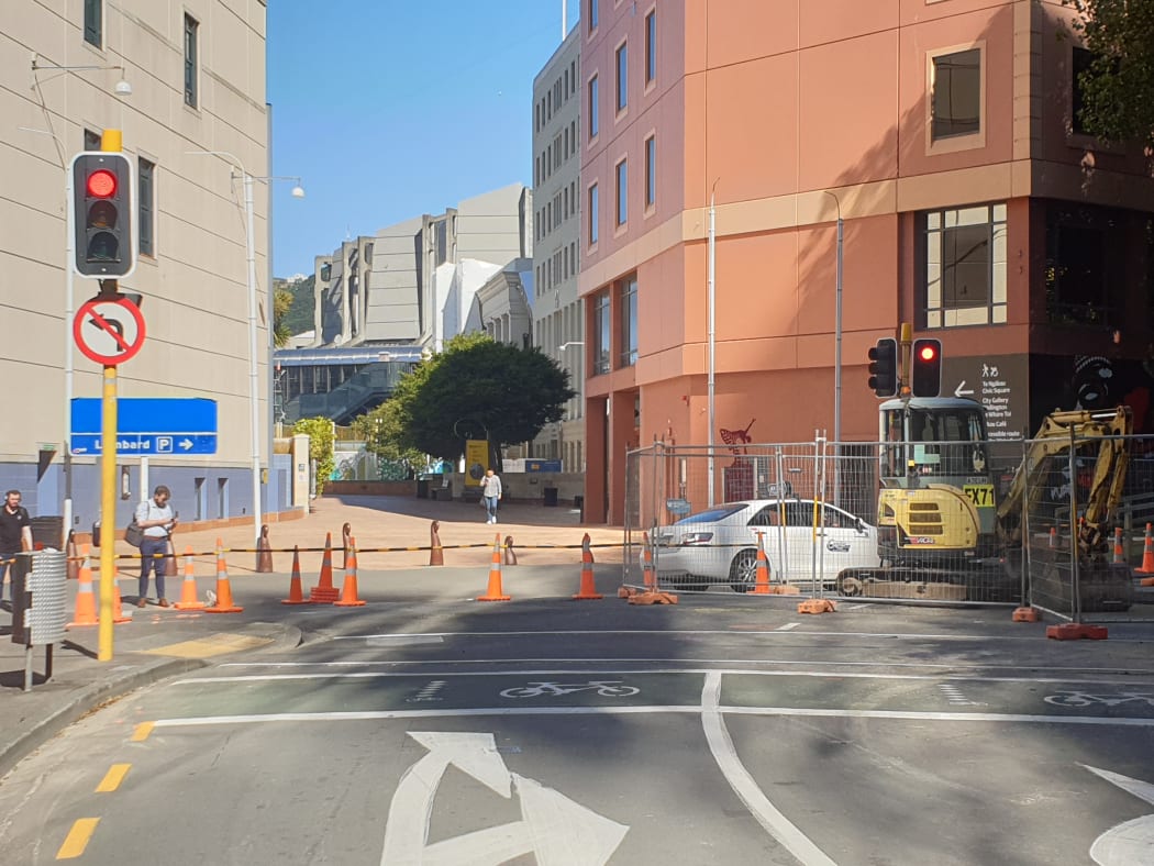 Work continues on the burst pipe.