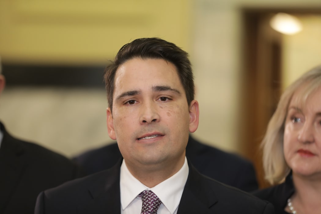 National Party leader Simon Bridges holds a stand up after a leak on a text made to him.