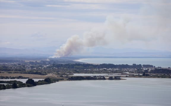 A fire at Pines Beach, near Kaiapoi north of Christchurch, on 25 January.