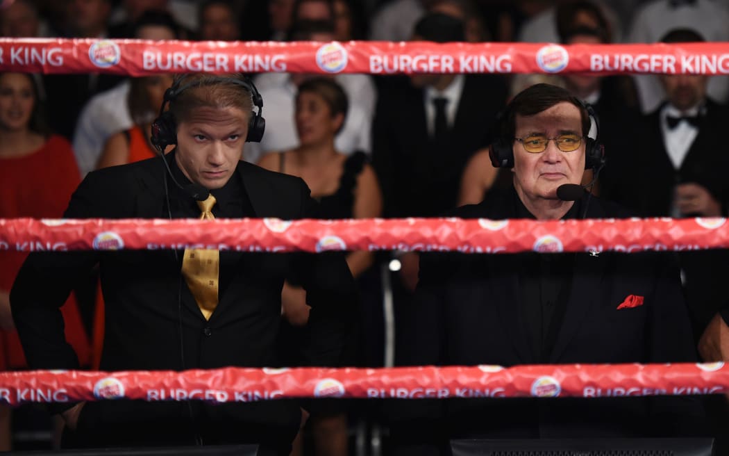Boxing commentating duo Mike Angove and Colonel Bob Sheridan.