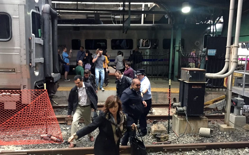 Passengers run for safety after the crash.