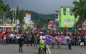 A demonstration in Jayapra, the capital of Indonesia's Papua province, in support of the United Liberation Movement for West Papua.