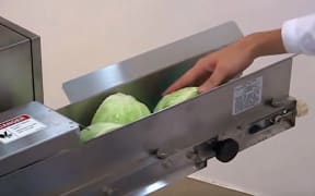 A belt slicer in action