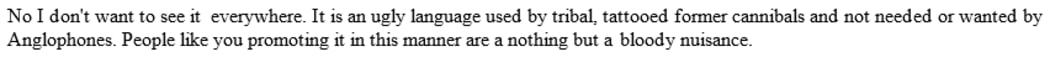 One of the emails sent to Māori language lecturer Vini Olsen-Reeder.