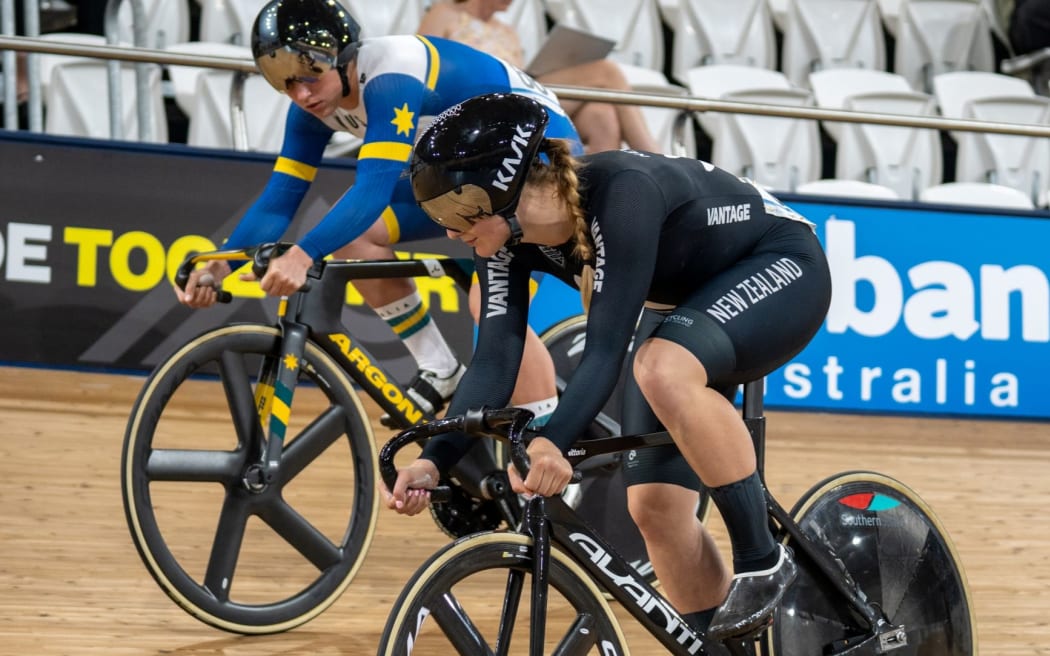 New Zealand cyclist Ellesse Andrews ready for action in the women’s sprint