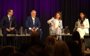 Minister for Small Business and Manufacturing Chris Penk, Ethnic Communities Minister Mark Mitchell, Finance Minister Nicola Willis at a panel with moderator Ziena Jalil.