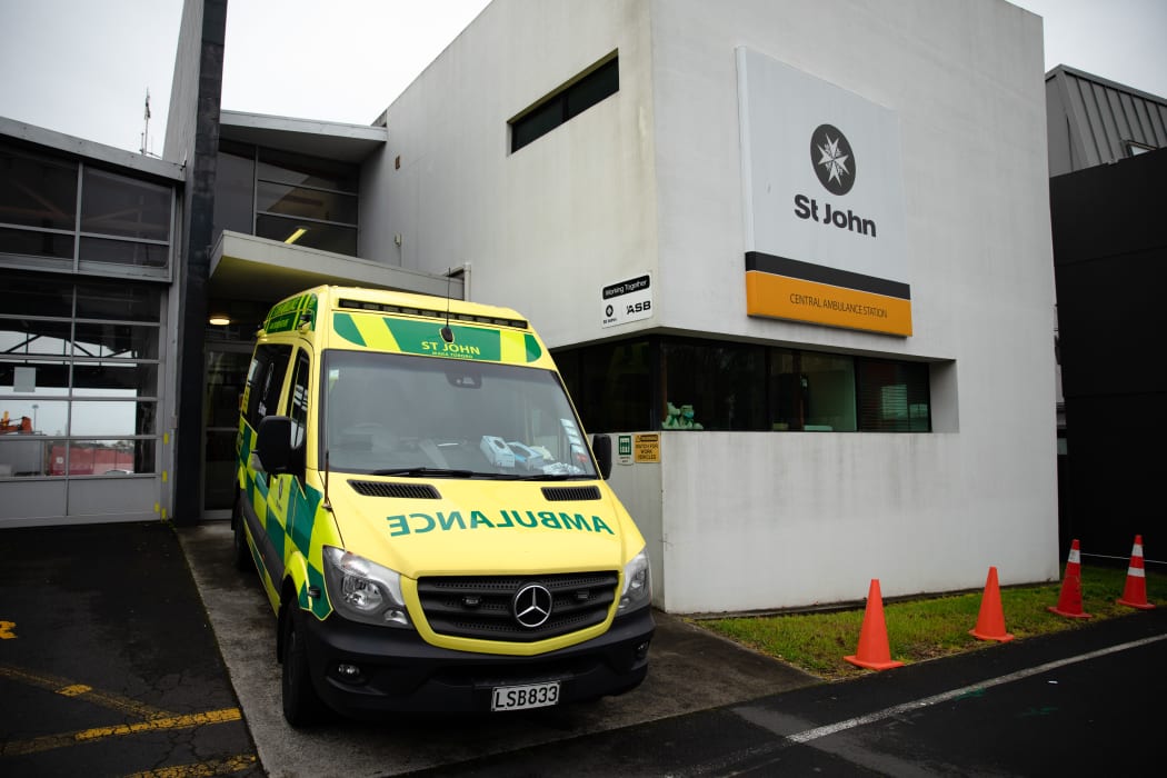 St John Ambulance parked at a depot in central Auckland.