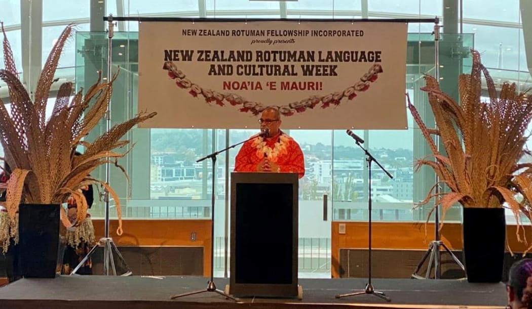 Minister for Pacific Peoples Aupito William Sio launches the 2021 Rotuman Language Week in Auckland.