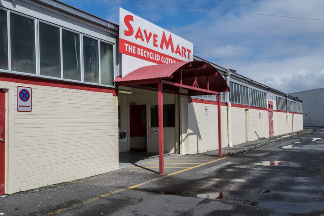 Savemart in New Lynn where second hand clothes in the blue child cancer clothing bins go to be sorted and sold