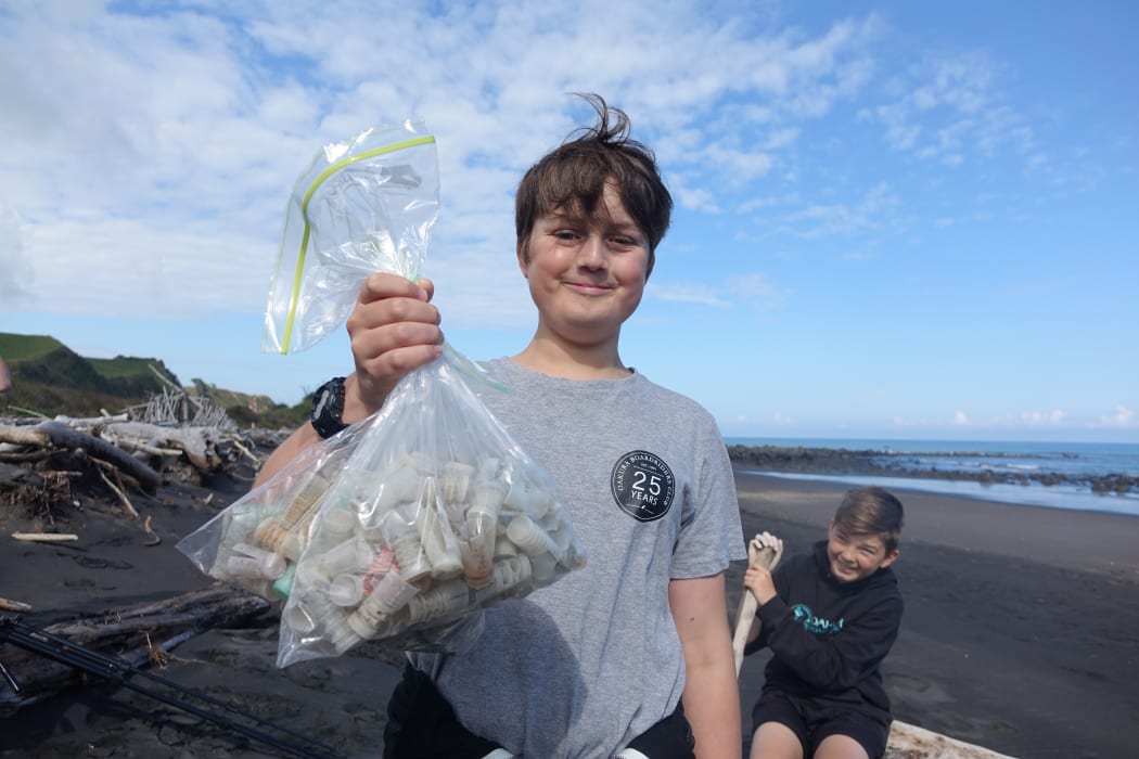 Oakura School student Rueben Kiss, 12, had no idea what the shotgun wads were when he first saw one.
