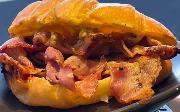 A bacon buttie croissant from The Apothecary cafe in Howick.