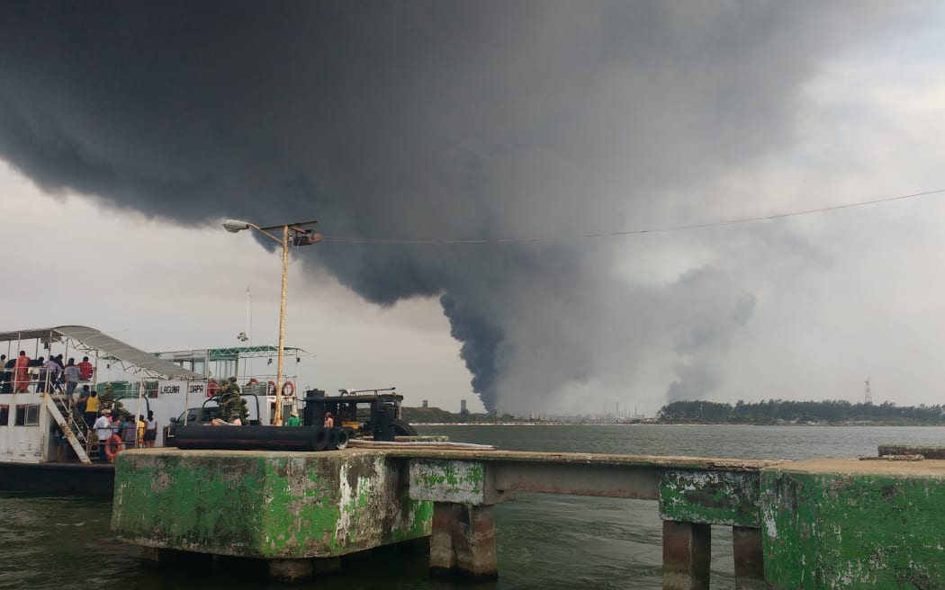 The explosion created a massive plume of smoke.