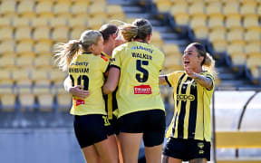 Marisa van der Meer of the Phoenix celebrates after scoring a goal during the A-League Women - Phoenix v Canberra Utd at Sky Stadium, Wellington, New Zealand on Saturday 8 November 2025.                                                                    
Copyright photo: Masanori Udagawa /  www.photosport.nz