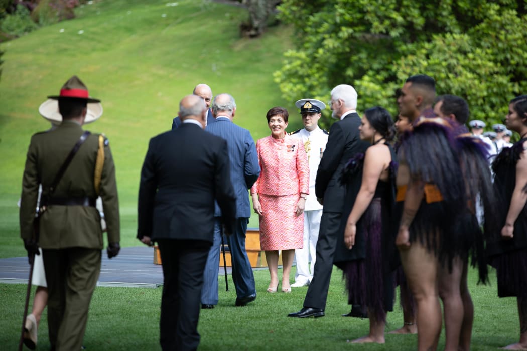 Prince Charles and the Duchess of Cornwall Camilla are officially welcomed to Government House in Auckland by Governor General Dame Patsy Reddy.
