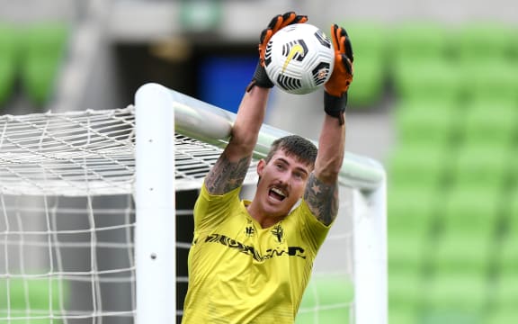 Oliver Sail of the Phoenix warms up ahead of the round twenty one A-League match between Melbourne City FC and the Wellington Phoenix at AAMI Park on Sunday May 16, 2021 in Melbourne, Australia.