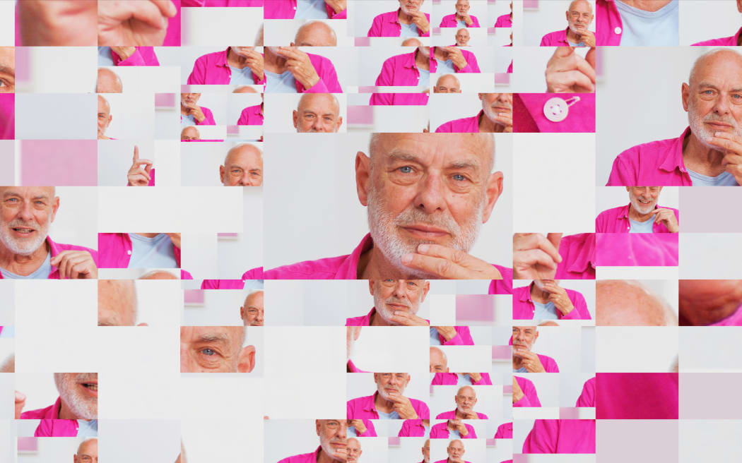 A promotional image for ENO - a 2024 documentary film about the British musician Brian Eno