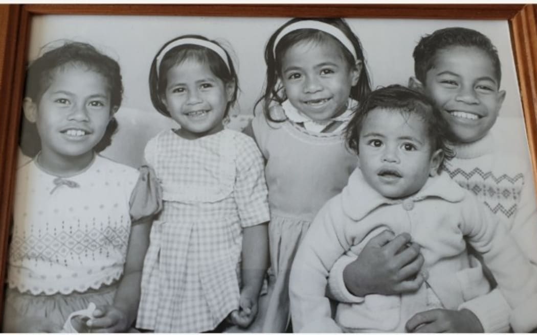 Aupito William Sio with his sisters and baby brother in 1969, one year after they arrived in New Zealand from Samoa.