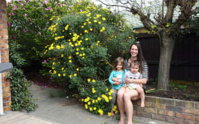 Anastasia Mayo and her two children, Inaiah (3) and 13 month old Brady at her North Brighton home