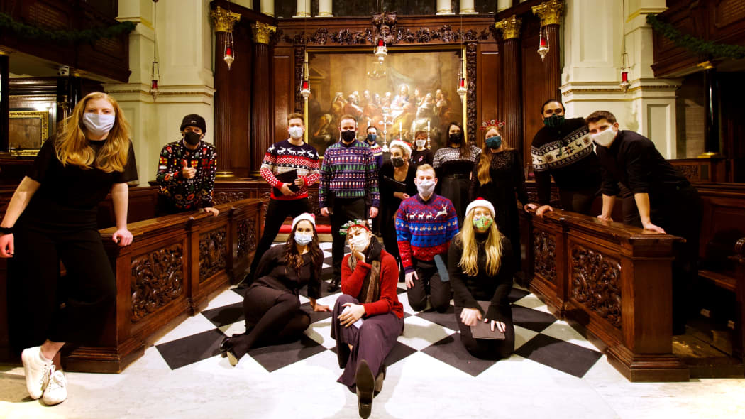 Whanau Voices of Aotearoa Christmas singers in St George’s church.