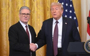 US President Donald Trump holds a press conference with British Prime Minister Keir Starmer in the East Room of the White House in Washington, DC, on February 27, 2025. Starmer is meeting Trump to plead for a US backstop to any Ukraine ceasefire, insisting it would be the only way to stop Russia's Vladimir Putin from invading again. Starmer arrived in Washington late Wednesday to build on a visit by French President Emmanuel Macron, amid growing concerns in Europe that the US leader is about to sell Kyiv short in negotiations with Putin. (Photo by SAUL LOEB / AFP)