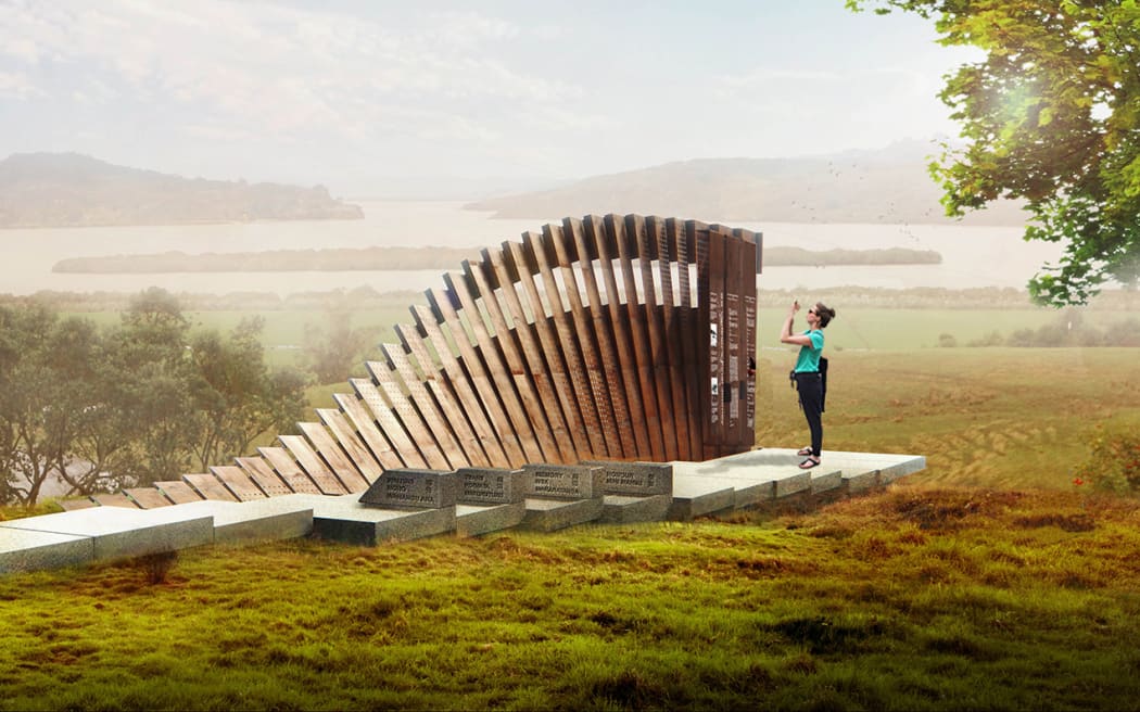 artist's rendition of the SS Ventnor memorial in Hokianga, from TT Architects