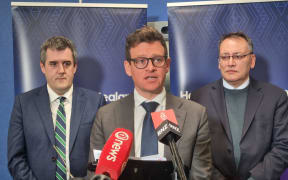 Chris Bishop, Shane Reti and Health New Zealand's Blake Lepper