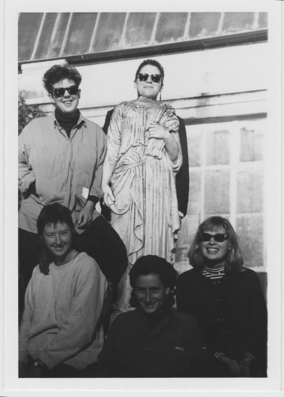 Cassandra's Ears, Jan's second band, pose in Dunedin in the 1980's.