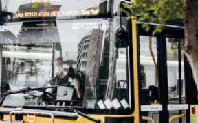 A bus driver during level 2 in Wellington on15 February 2021