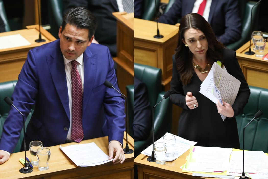 Leader of the Opposition Simon Bridges (left) and Prime Minister Jacinda Ardern (right) during question time.