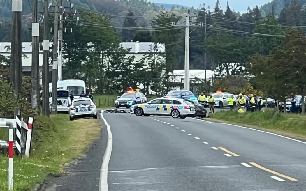 The scene on Vaughan Road, Rotorua, where a teenager died following a police chase.