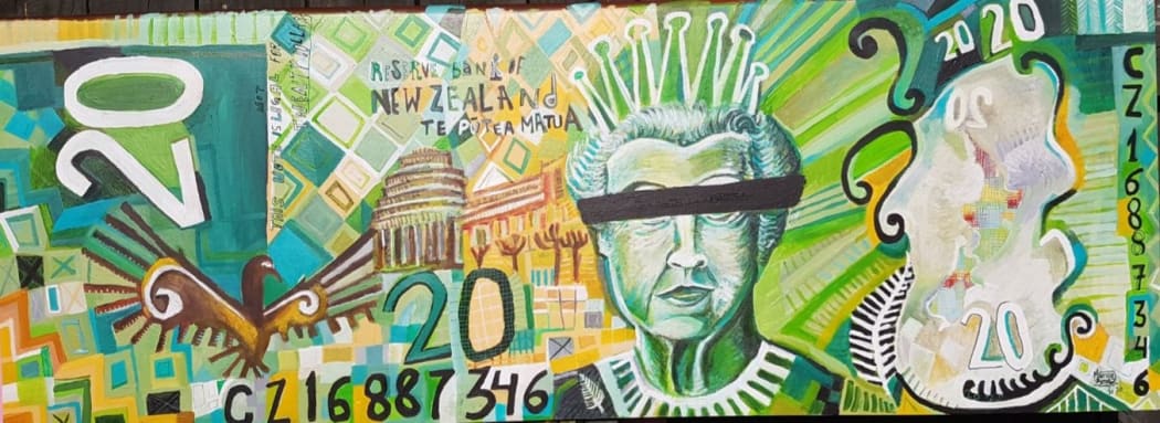 Te Awanga artist Mauricio Benega’s art replicating New Zealand’s $20 note will feature in Hastings Art Gallery Local Lockdown exhibition.