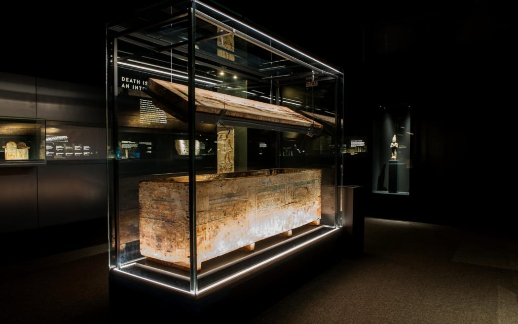 A coffin for the overseer of the granary Nakht in the exhibition Egypt_ In the Time of Pharaohs.