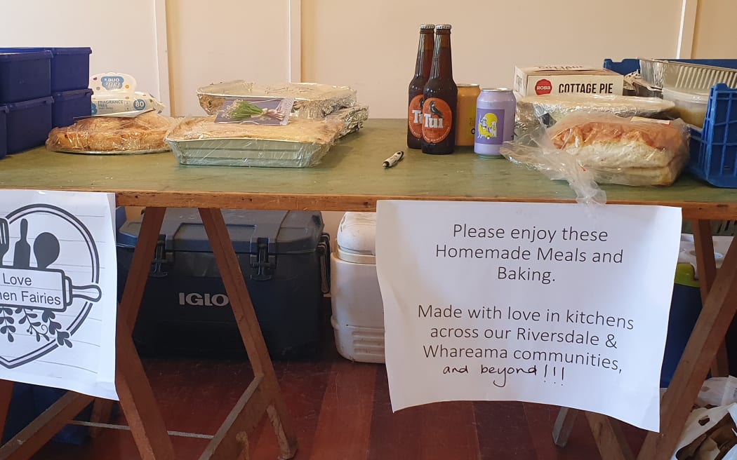 Homemade baking provided to whānau at a community meeting in Tīnui on the east coast of Wairarapa, post-Cyclone Gabrielle.