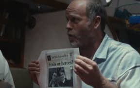 An image from Steinlager's big-budget ad co-opting the 1995 Muraroa protest fleet.