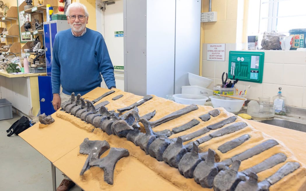 Jeremy Lockwood, pictured with the spinal column of Istiorachis macarthurae