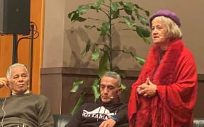 Hana Te Hemara's sister Ramari Maipi (R) was on the panel with her son Wheeti and original Ngā Tamatoa members including Taura Erurea (L)